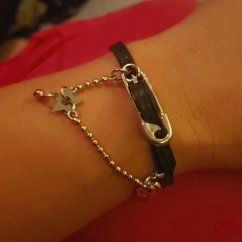 Christian Dior Leather Safety Pin Bracelet